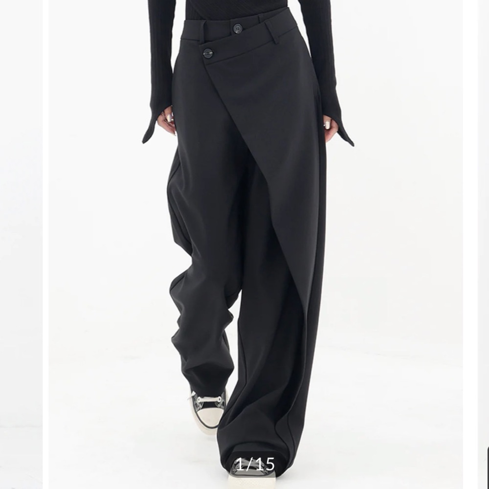 NWT asymmetrical layer button wide leg dress pants by Commense in size Small - Picture 10 of 10